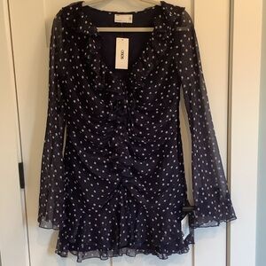 ASOS Dark Blue Blouse with White Dots